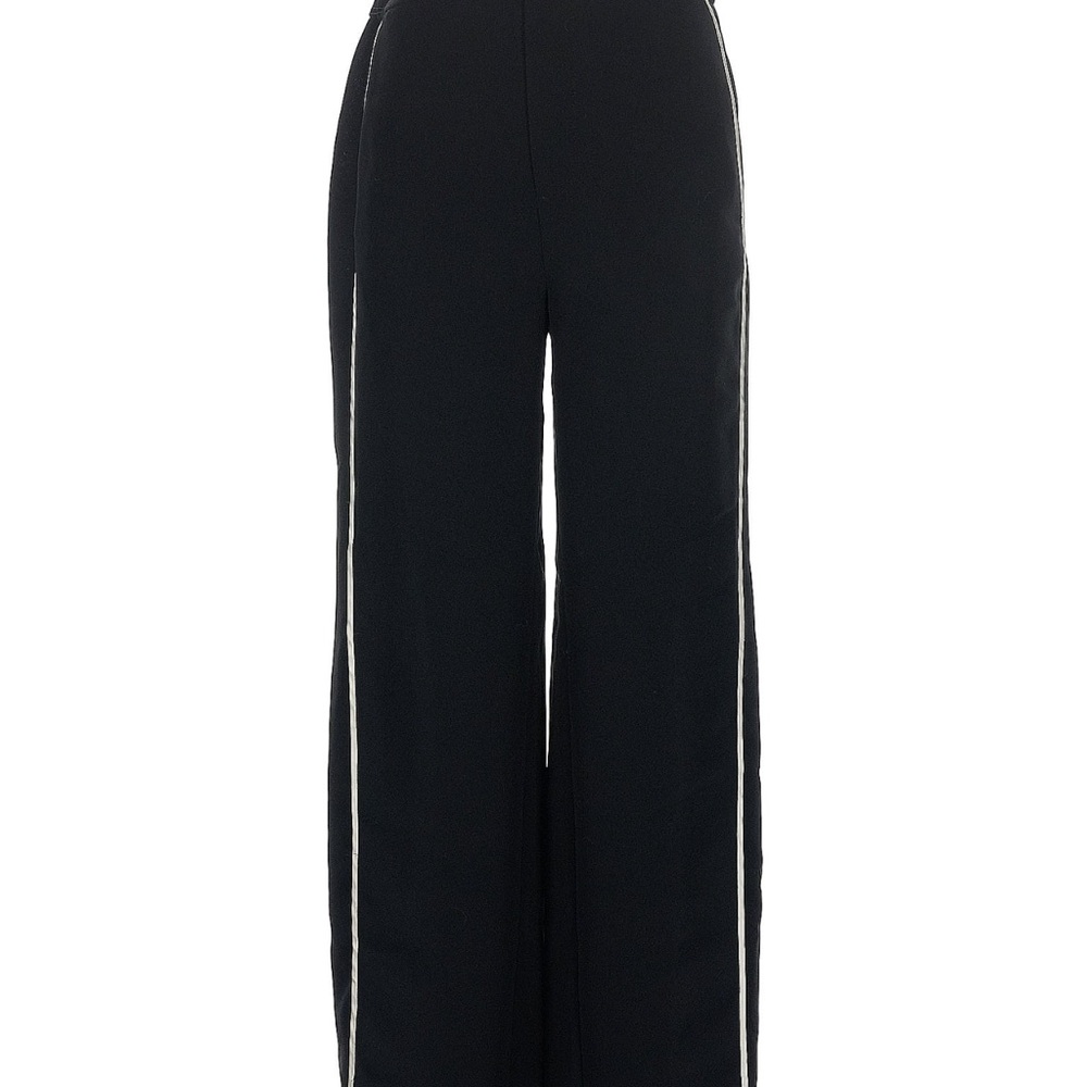 Black Boot Cut Pants with slit White Trim